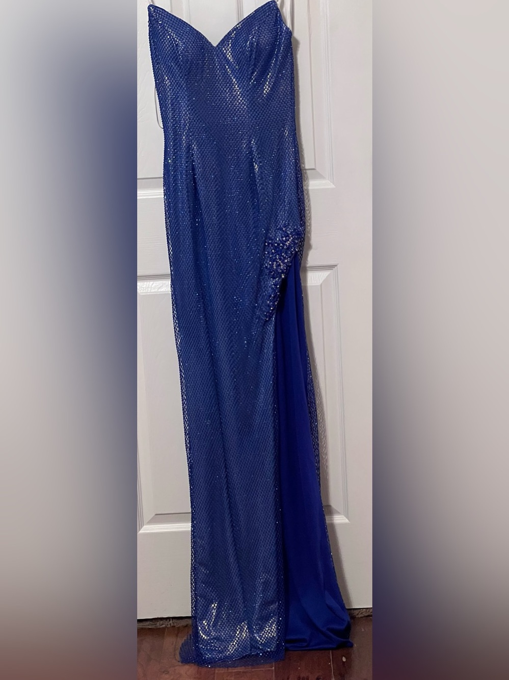 Vienna Prom Size 2 Royal Blue Rhinestone Pageant Formal Gown Strapless